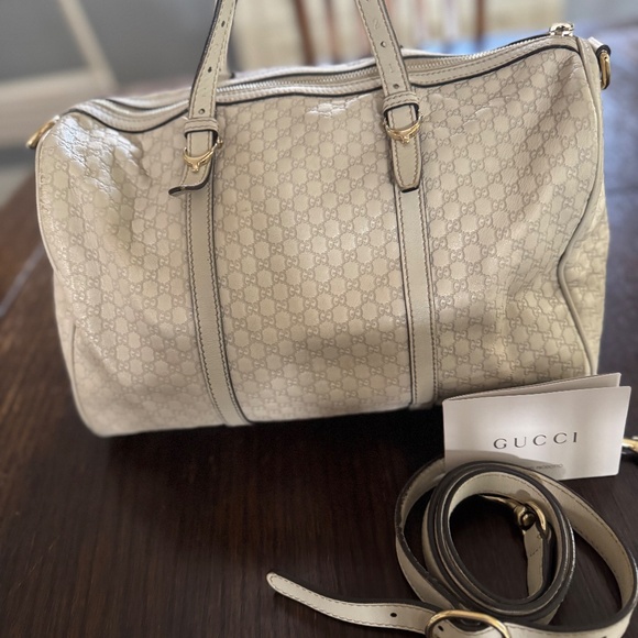 Gucci Microguccissima Leather Boston Bag – Ivory – Authentic w/ Strap & Dust Bag - Picture 4 of 13